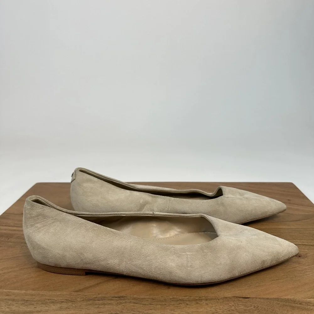 Womens Sam Edelman Wanda Ivory Suede Pointed Toe Ballet Flats Shoes Size 7 M GUC
